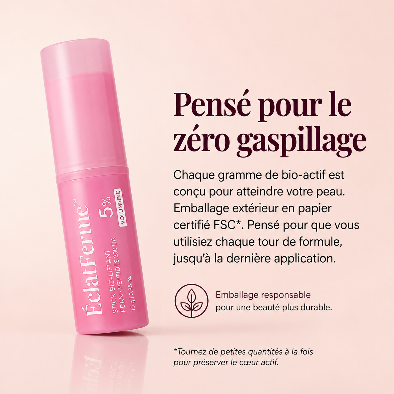 Bâton Bio-Liftant ÉclatFerme™️ — PDRN, Volufiline & Peptides 200 Da
