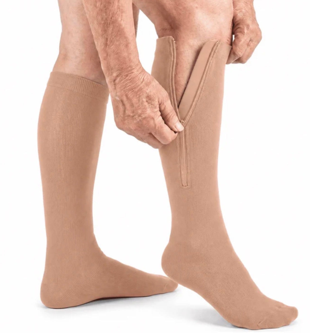 AllègeJambe™ — Bas de compression à fermeture éclair, sans traction