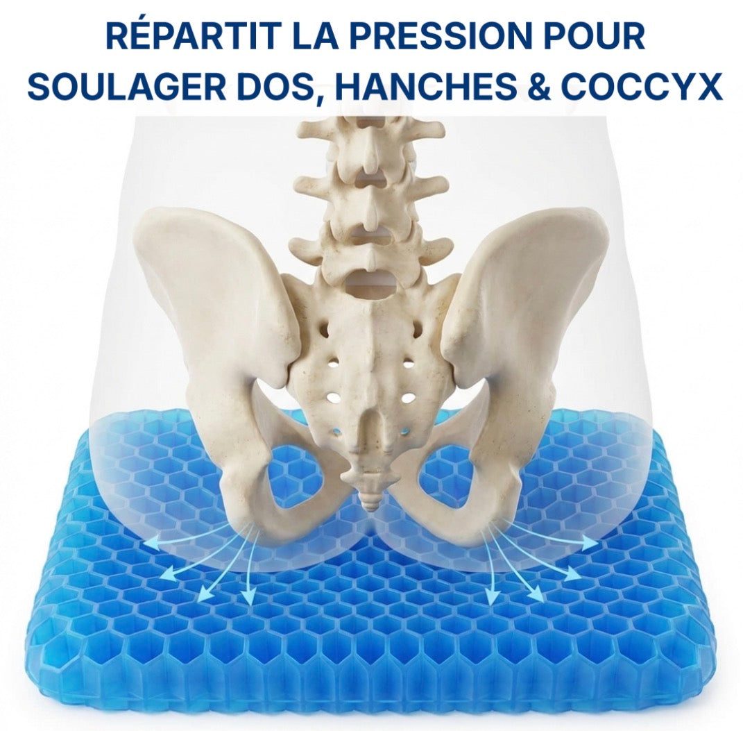 AssiDoux™️ — Coussin en gel pour soulager le dos, les hanches et le coccyx