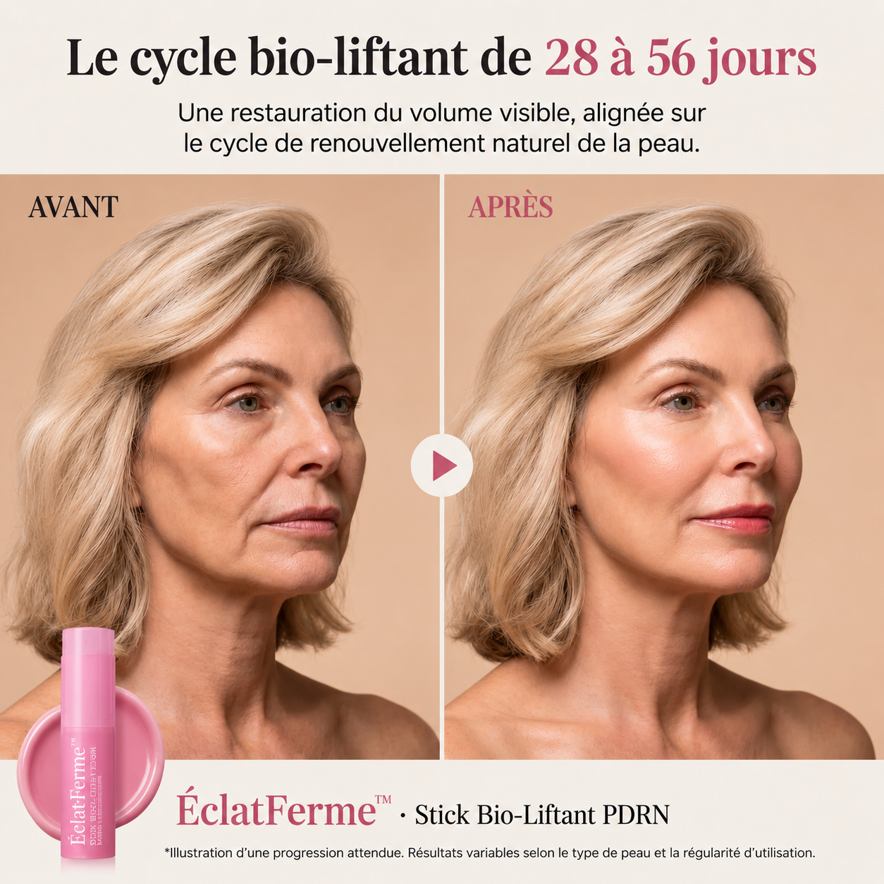 Bâton Bio-Liftant ÉclatFerme™️ — PDRN, Volufiline & Peptides 200 Da