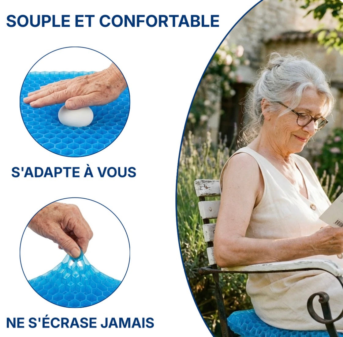AssiDoux™️ — Coussin en gel pour soulager le dos, les hanches et le coccyx