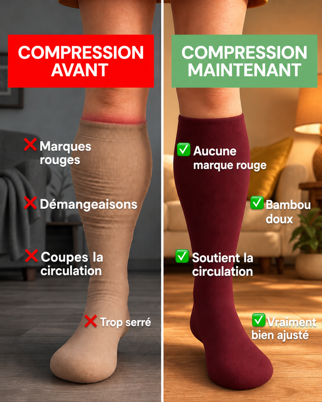 DouxVein™️ — Chaussettes de compression en bambou pour jambes légères