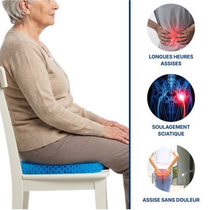 AssiDoux™️ — Coussin en gel pour soulager le dos, les hanches et le coccyx