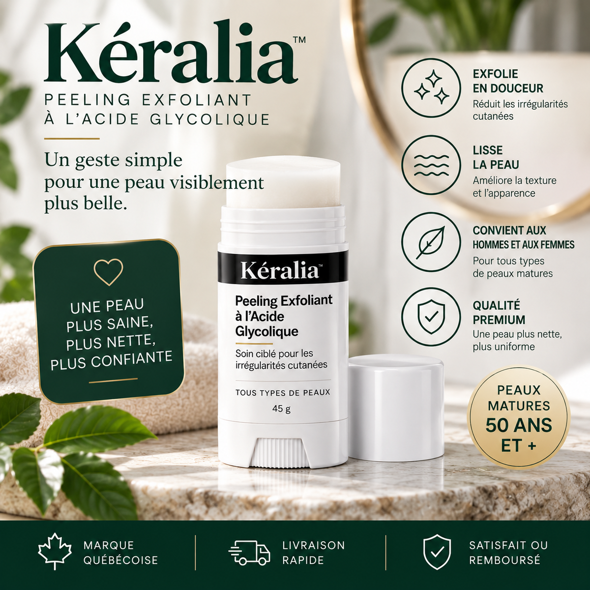 Kéralia™ – Stick exfoliant à l’acide glycolique pour les kératoses séborrhéiques