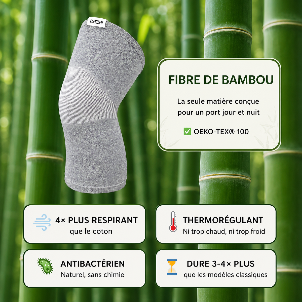 Flexizen | Genouillère en bambou pour un soutien confortable du genou