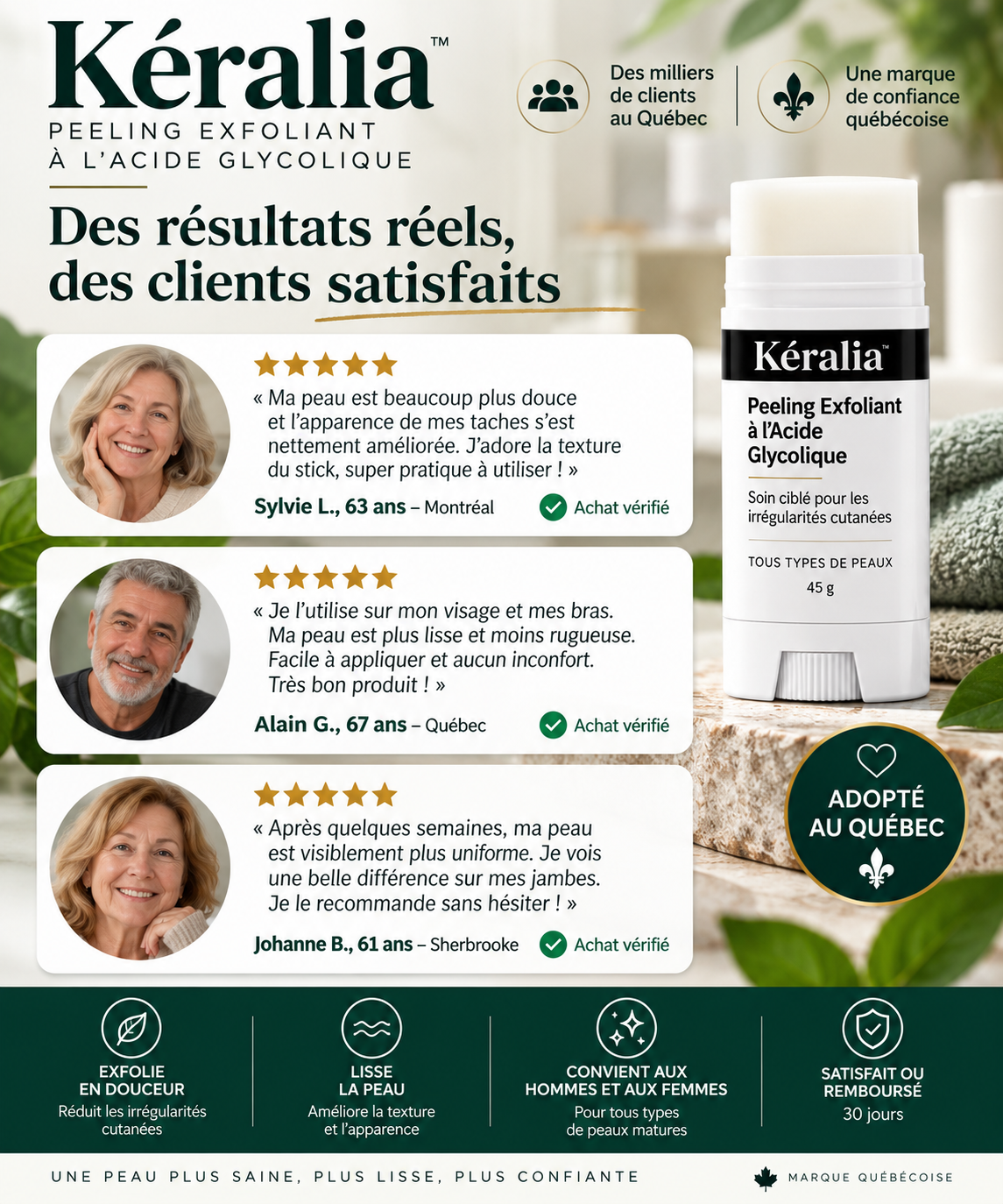 Kéralia™ – Stick exfoliant à l’acide glycolique pour les kératoses séborrhéiques