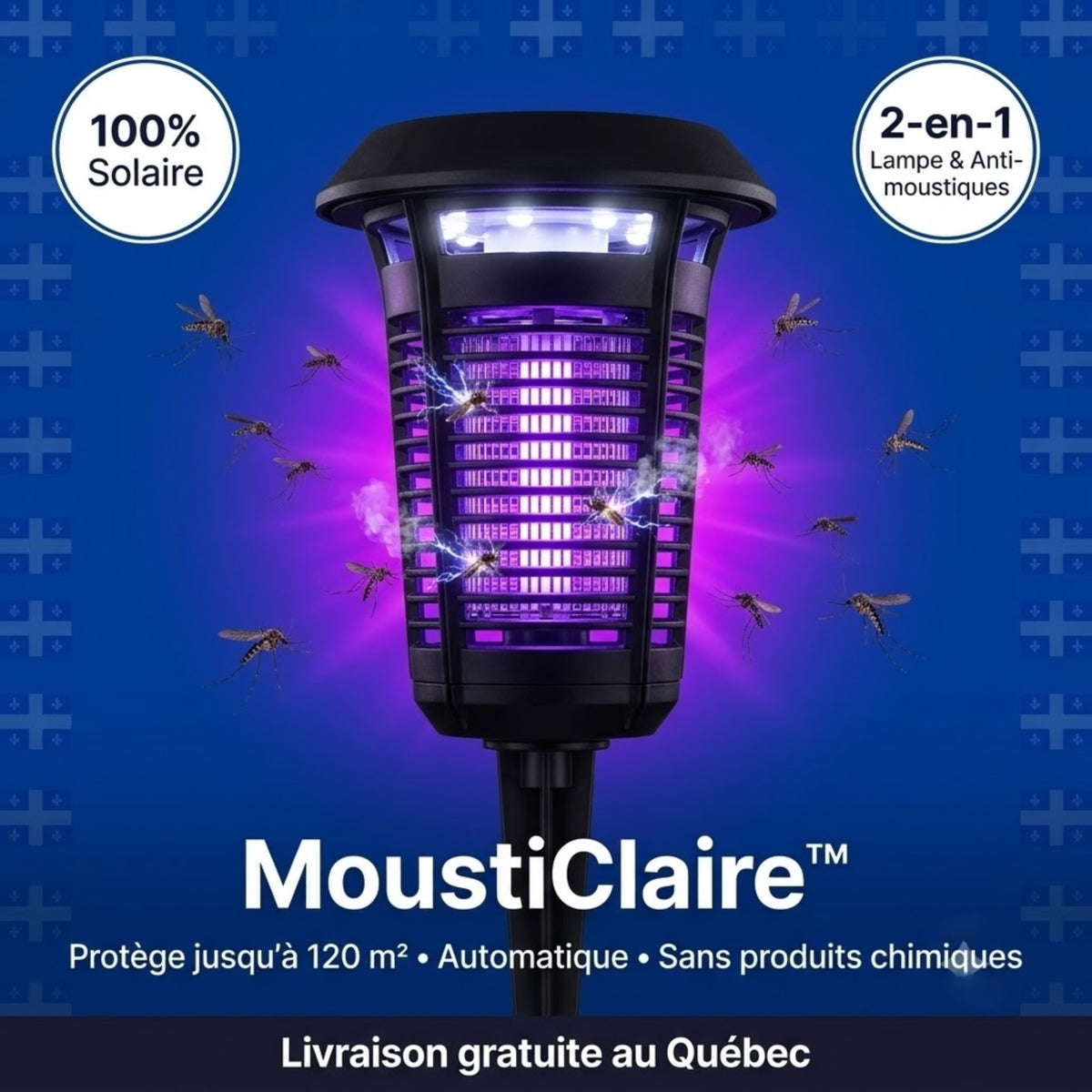 MoustiClaire — Lampe solaire anti-moustiques 2-en-1