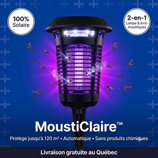 MoustiClaire™️ — Lampe solaire anti-moustiques 2-en-1